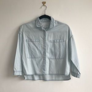 Native Youth chambray button down crop top, XS